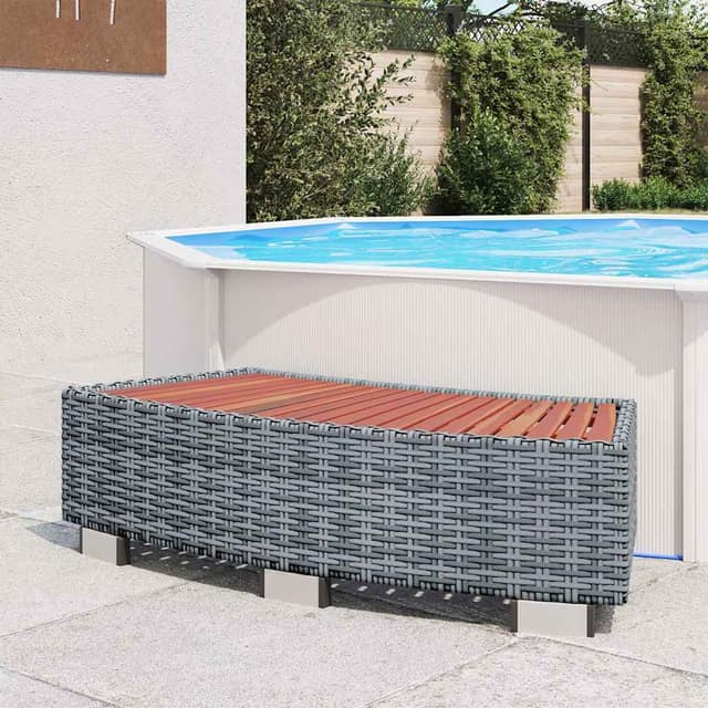 VidaXL Σκαλοπάτι για Σπα Γκρι 92 x 45 x 25 εκ. από Συνθετικό Ρατάν