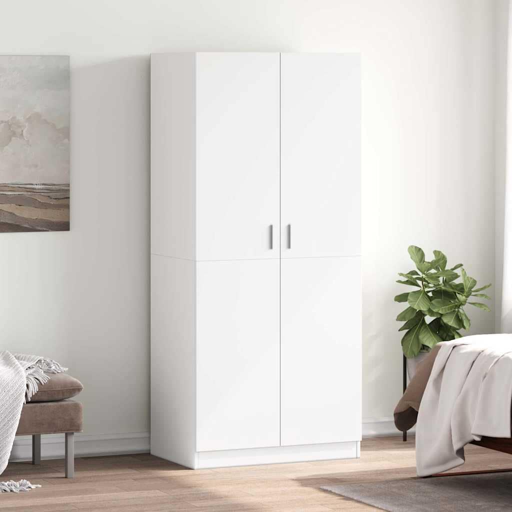 VidaXL Ντουλάπα Λευκή 80 x 52 x 180 εκ. από Επεξ. Ξύλο