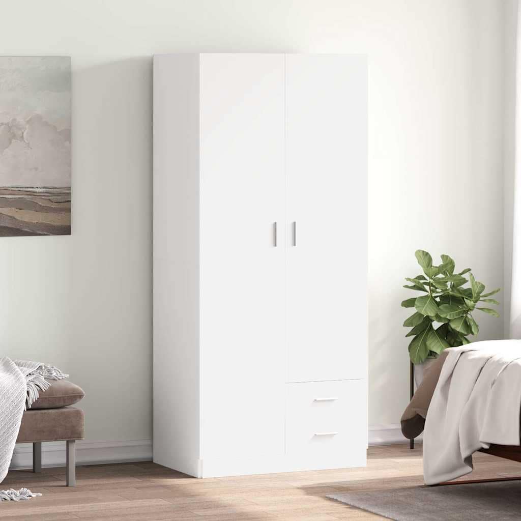 VidaXL Ντουλάπα Λευκή 80 x 52 x 180 εκ. από Επεξ. Ξύλο