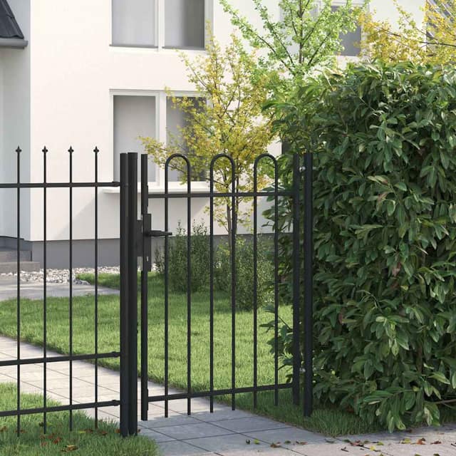VidaXL Πόρτα Περίφραξης BOXTEL Μονή Πόρτα με Αψιδωτή Κορυφή από Ατσάλι 1x1,2 μ. Μαύρη