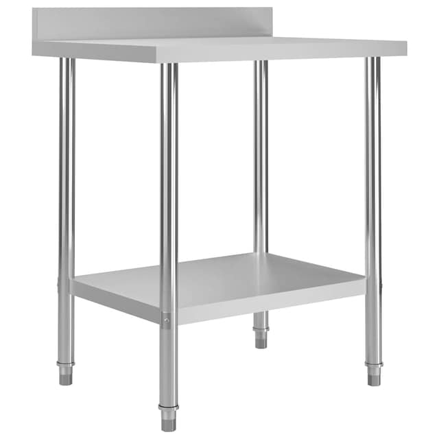 VidaXL Πάγκος Εργασίας Κουζίνας με Πλάτη 80x60x93 εκ. Ανοξείδ. Ατσάλι