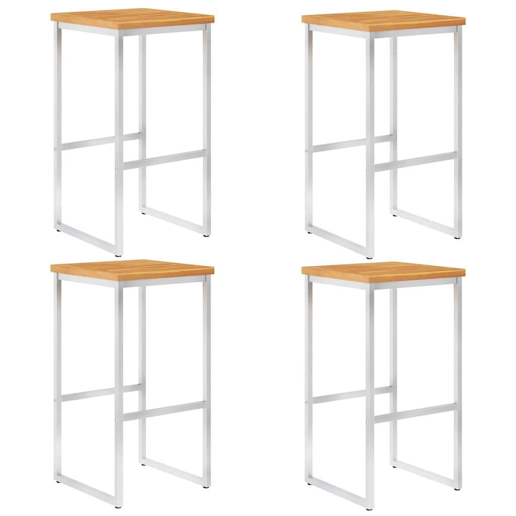 VidaXL Σκαμπό Μπαρ 4 τεμ. από Μασίφ Ξύλο Ακακίας/Ανοξείδωτο Ατσάλι