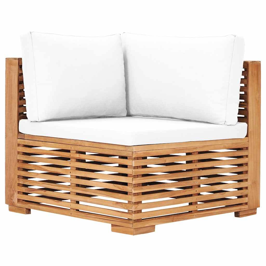 VidaXL Καναπές Κήπου Γωνιακός από Μασίφ Ξύλο Teak με Κρεμ Μαξιλάρι