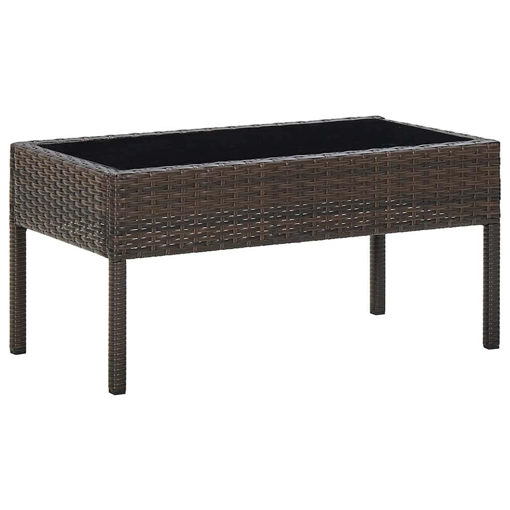VidaXL Τραπέζι Κήπου Καφέ 75 x 40 x 37 εκ. από Συνθετικό Ρατάν