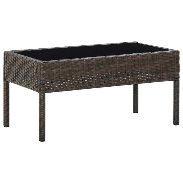 VidaXL Τραπέζι Κήπου Καφέ 75 x 40 x 37 εκ. από Συνθετικό Ρατάν