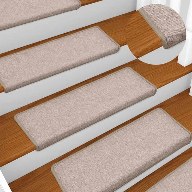 VidaXL Πατάκια Σκαλιών 15 τεμ. 65x21x4 εκ. Μπεζ-Μπεζ Ορθογώνια Άκρη