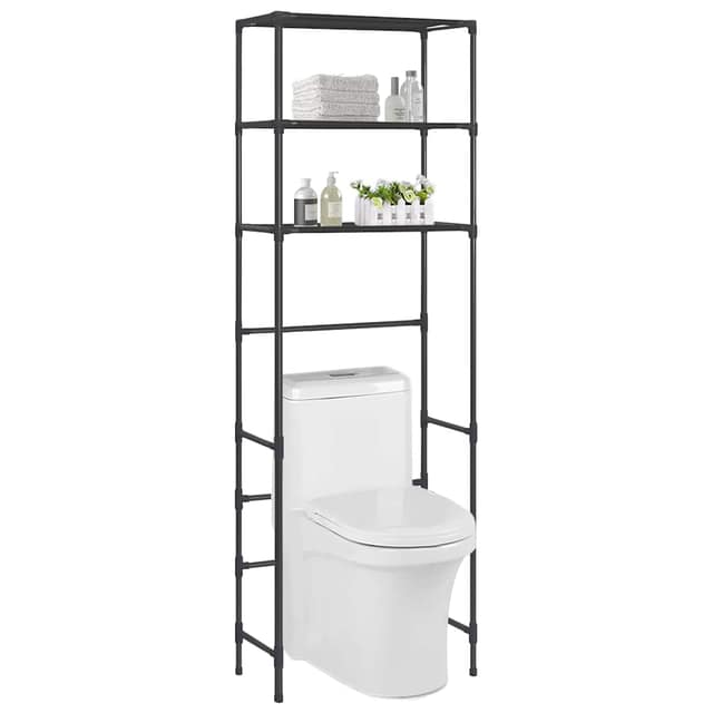 VidaXL Ραφιέρα 3 Επιπέδων για Τουαλέτα Μαύρη 53 x 28 x 169 εκ.