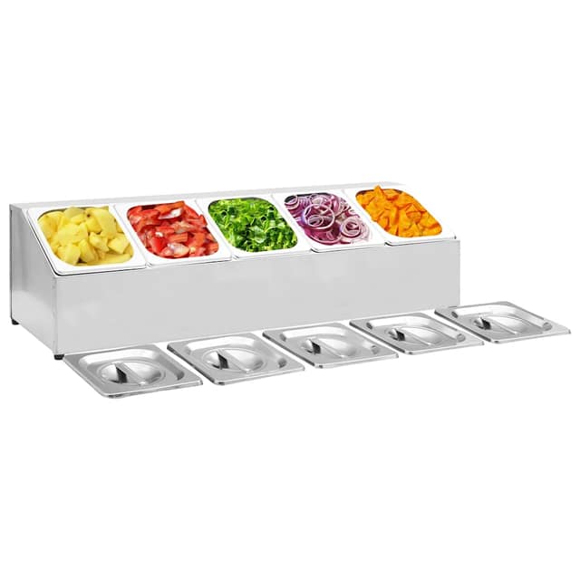 VidaXL Βάση για Λεκάνες Gastronorm με 5 Σκεύη GN 1/6 Ανοξείδωτο Ατσάλι