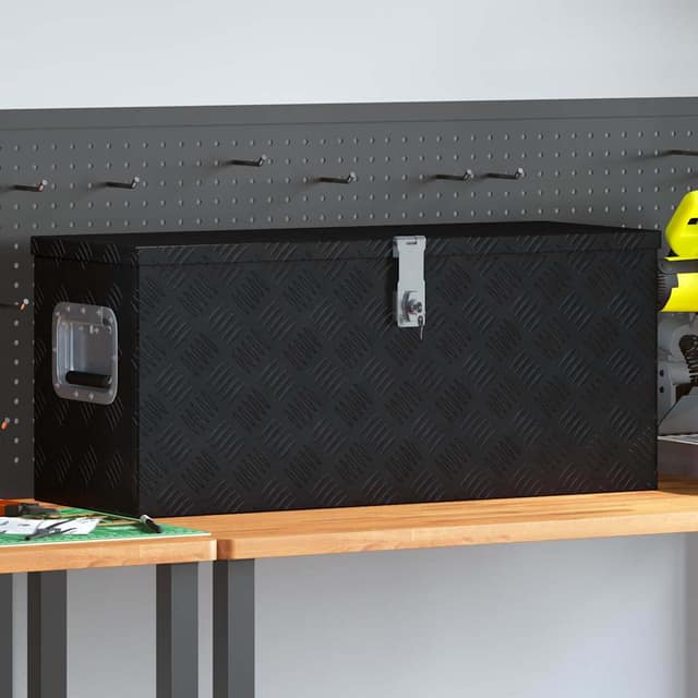 VidaXL Κουτί Αποθήκευσης Μαύρο 80 x 30 x 35 εκ. Αλουμινίου