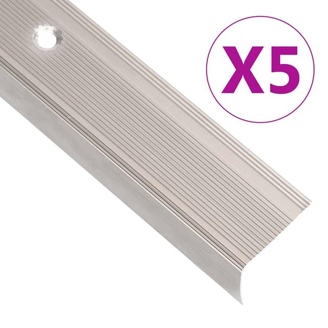 VidaXL Προφίλ Σκαλοπατιών Σχήμα Γ 5 τεμ. Champagne 90 εκ. Αλουμινίου