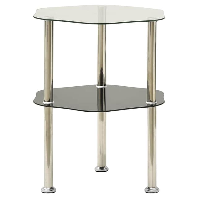 322786 vidaXL Βοηθ. Τραπέζι 2 Επ. Διαφ. & Μαύρο 38x38x50 εκ Ψημ. Γυαλί