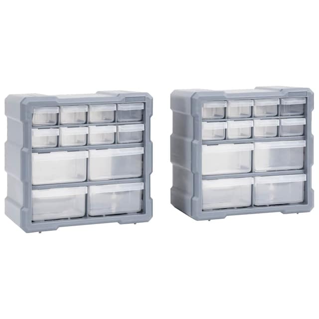 VidaXL Κουτιά Αποθήκευσης 2 τεμ. με 12 Συρτάρια 26,5 x 16 x 26 εκ.