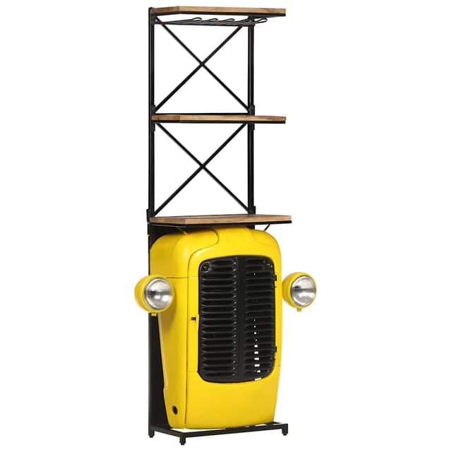 VidaXL Κάβα Κρασιών Κίτρινη Όψη Τρακτέρ 49x31x172 εκ.Μασίφ Ξύλο Μάνγκο