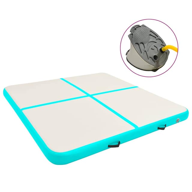 VidaXL Στρώμα Ενόργανης Φουσκωτό Πράσινο 200x200x20 εκ. PVC με Τρόμπα