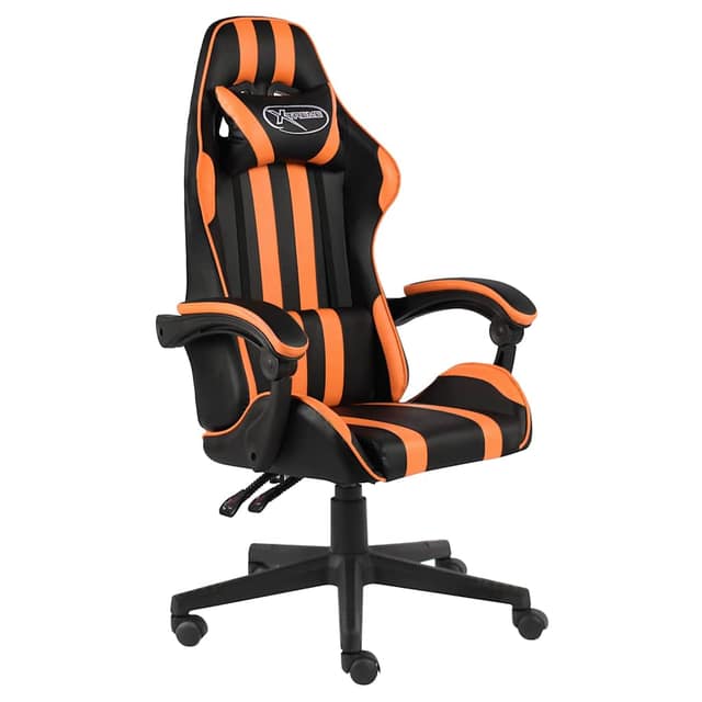 VidaXL Καρέκλα Racing Μαύρο / Πορτοκαλί από Συνθετικό Δέρμα