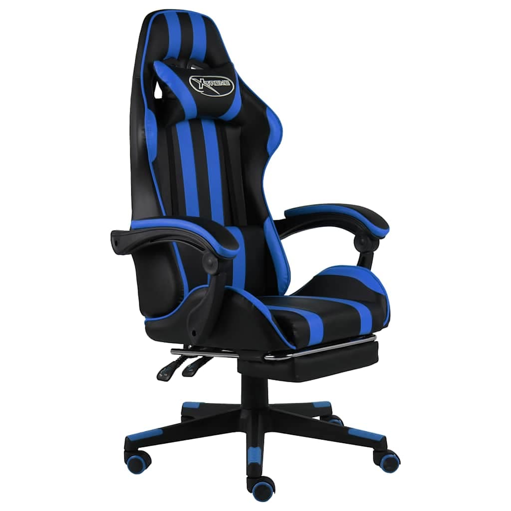 VidaXL Καρέκλα Racing με Υποπόδιο Μαύρο / Μπλε από Συνθετικό Δέρμα