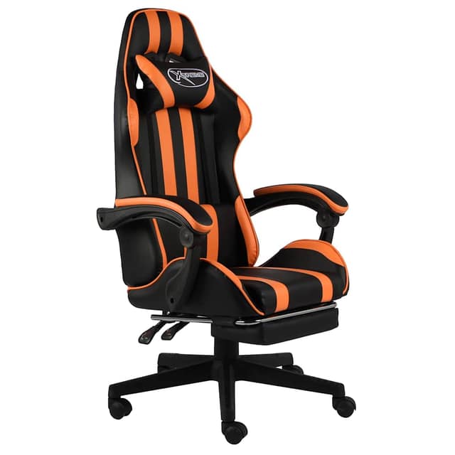 VidaXL Καρέκλα Racing με Υποπόδιο Μαύρο / Πορτοκαλί Συνθετικό Δέρμα