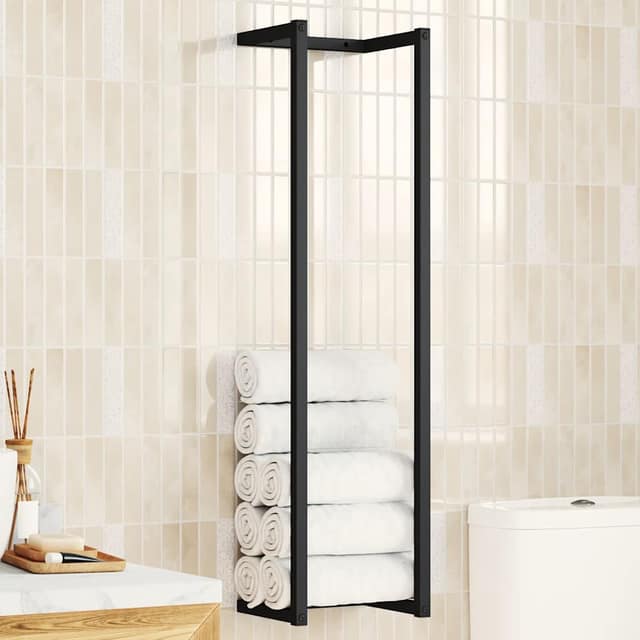 VidaXL Βάση για Πετσέτες Επιτοίχια Μαύρη 25 x 20 x 95 εκ. Σιδερένια