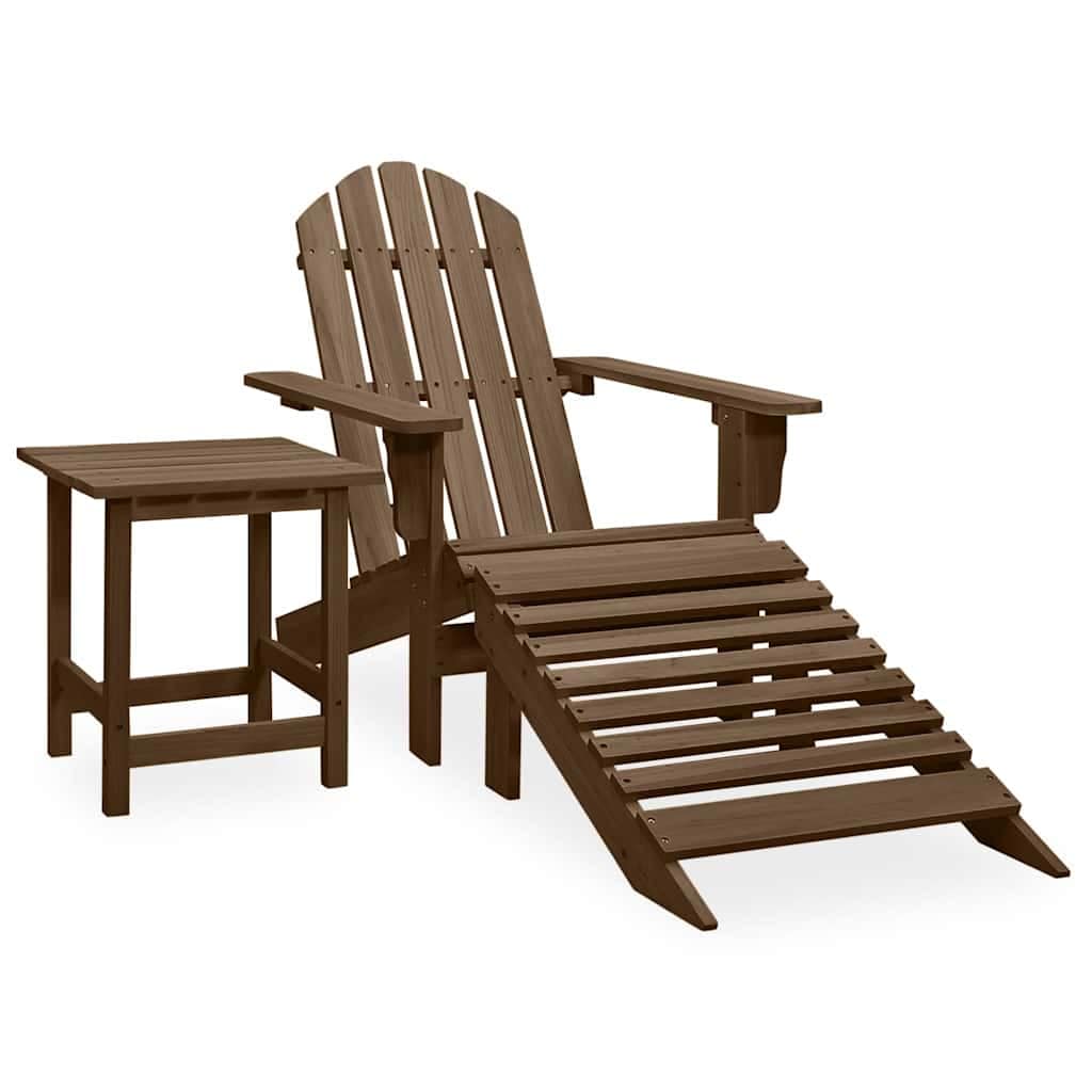 VidaXL Καρέκλα Κήπου Adirondack Καφέ με Ottoman & Τραπέζι Ξύλο Ελάτης