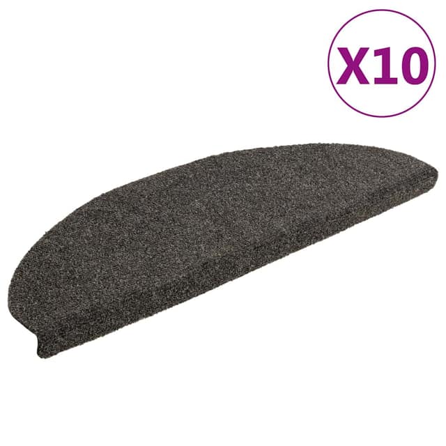 VidaXL Πατάκια Σκαλιών Αυτοκόλλητα 10 τεμ. Ανθρακί Ημίστρογγυλά Μεγάλα 65x21x4 εκ.