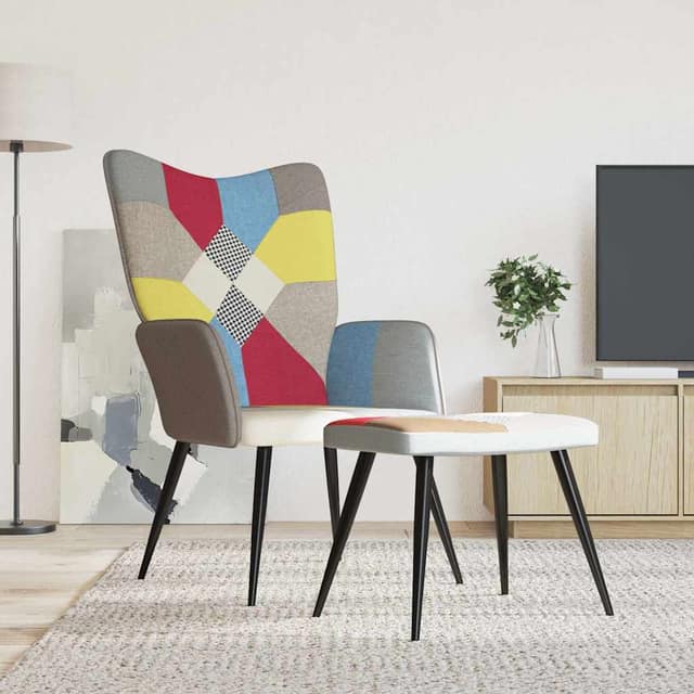 VidaXL Πολυθρόνα Relax Σχέδιο Patchwork Υφασμάτινη με Σκαμπό