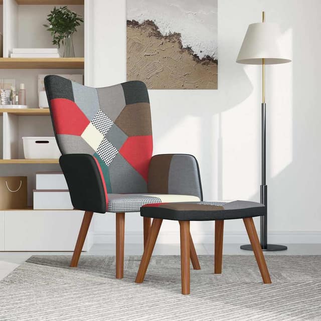 VidaXL Πολυθρόνα Relax Σχέδιο Patchwork Υφασμάτινη με Σκαμπό