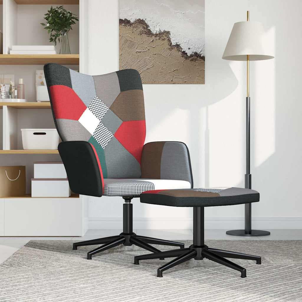 VidaXL Πολυθρόνα Relax Σχέδιο Patchwork Υφασμάτινη με Σκαμπό