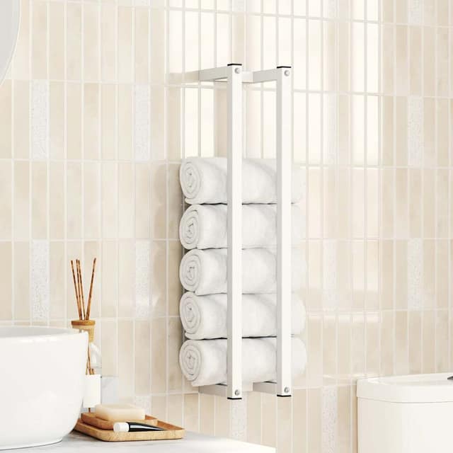 VidaXL Βάση για Πετσέτες Επιτοίχια Λευκή 12,5 x 12,5 x 60 εκ. Ατσάλινη