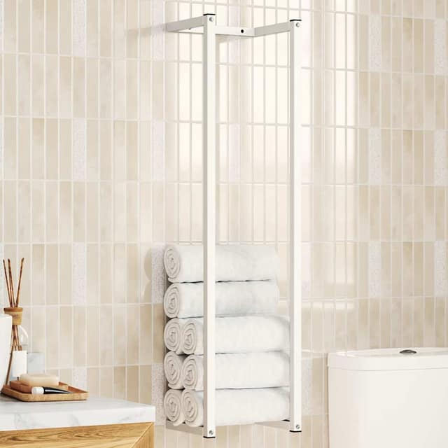 VidaXL Βάση για Πετσέτες Επιτοίχια Λευκή 25 x 20 x 95 εκ. Ατσάλινη