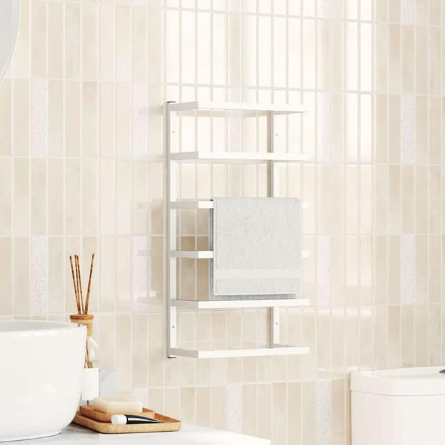 VidaXL Βάση για Πετσέτες Επιτοίχια Λευκή 24 x 12 x 48 εκ. Ατσάλινη