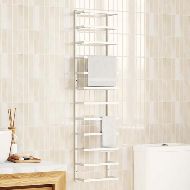 VidaXL Βάση για Πετσέτες Επιτοίχια Λευκή 24 x 12 x 96 εκ. Ατσάλινη