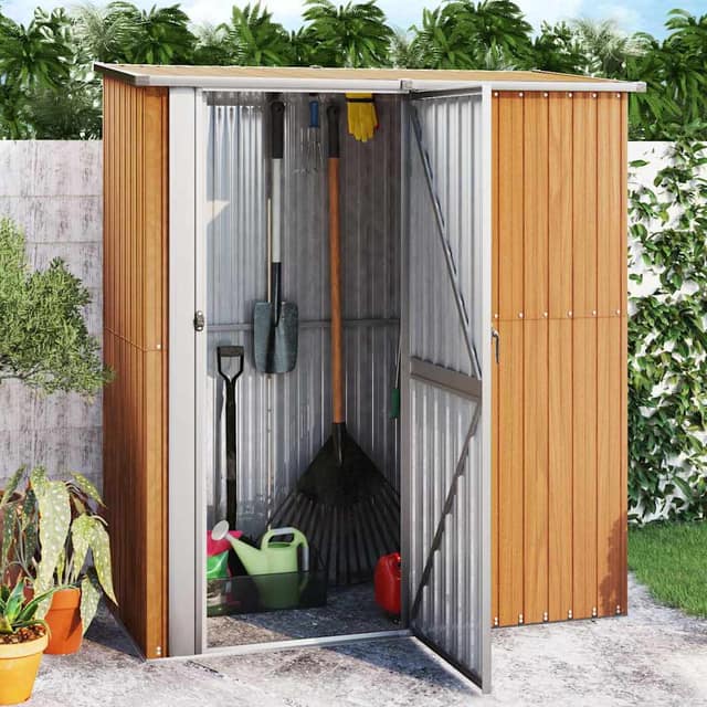 VidaXL Αποθήκη Κήπου 180,5 x 97 x 209,5 εκ. με Ξύλινη Όψη από Γαλβανισμένο Ατσάλι