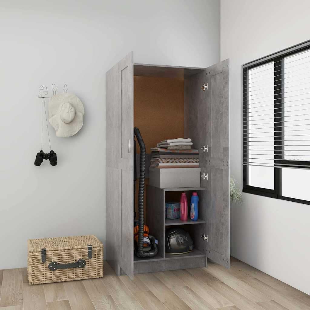 VidaXL Ντουλάπα Γκρι Σκυροδέματος 85,2 x 51,5 x 180 εκ από Επεξ. Ξύλο