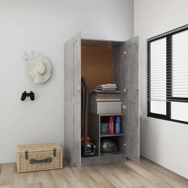 VidaXL Ντουλάπα Γκρι Σκυροδέματος 85,2 x 51,5 x 180 εκ από Επεξ. Ξύλο