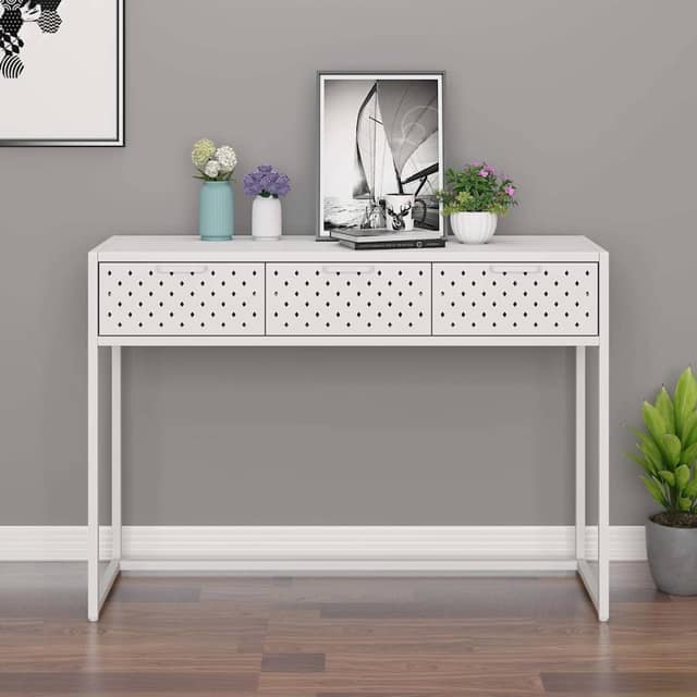 VidaXL Τραπέζι Κονσόλα Λευκό 106 x 35 x 75 εκ. από Ατσάλι