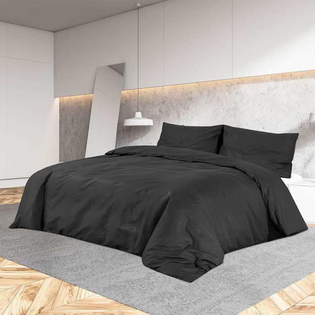 VidaXL Σετ Παπλωματοθήκης Μαύρο 135x200 εκ. Ελαφρύ Ύφασμα Μικροϊνών