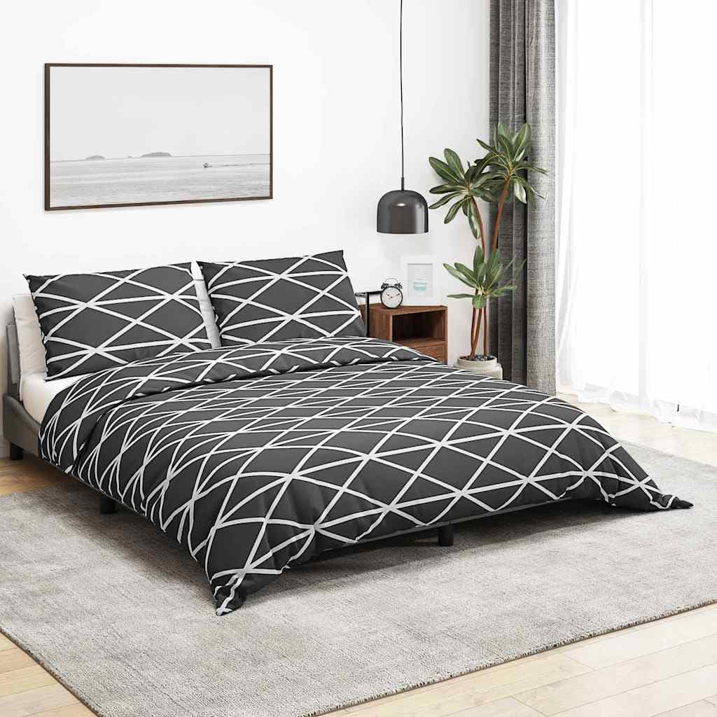 VidaXL Σετ Παπλωματοθήκης Σκούρο Γκρι και Λευκό 200x200 εκ. Βαμβακερό