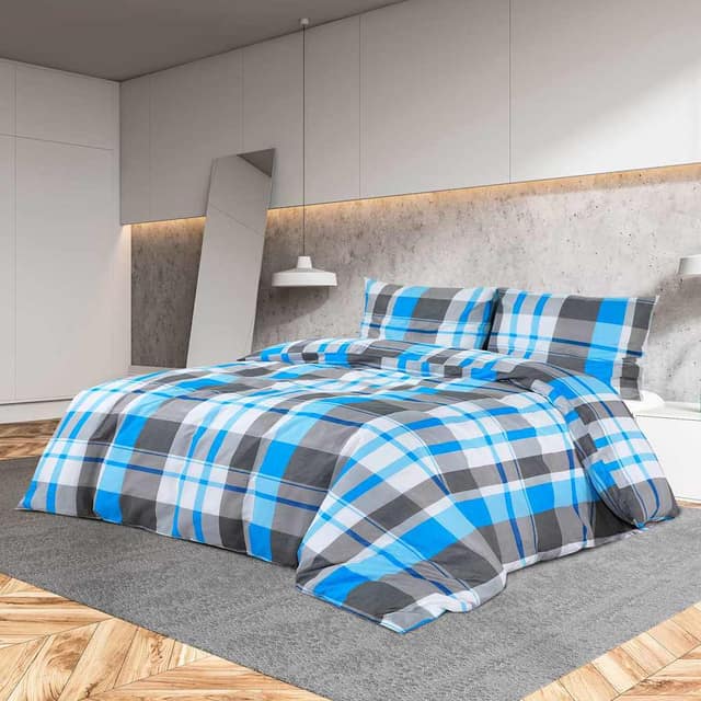 VidaXL Σετ Παπλωματοθήκης Μπλε και Γκρι 200 x 200 εκ. Βαμβακερό