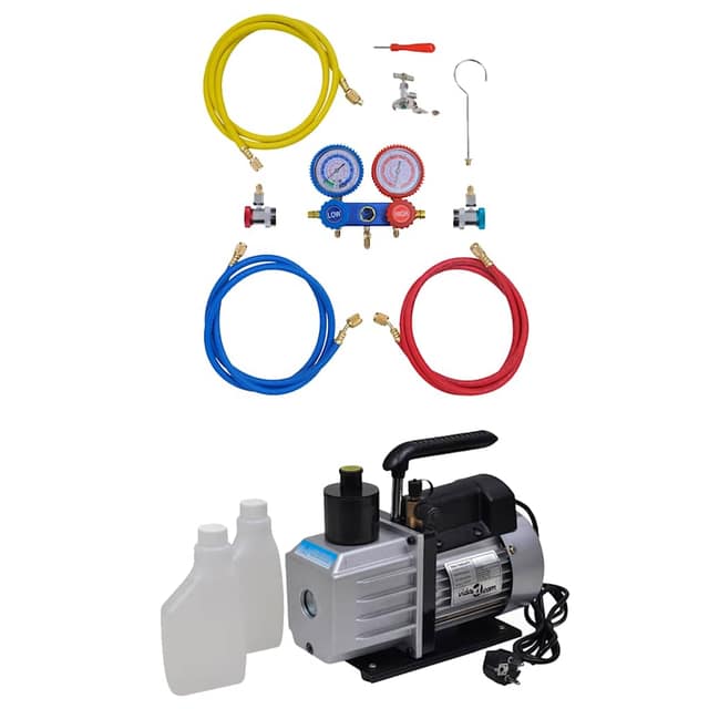 VidaXL Αντλία Κενού 50 L/min με Σετ Ελέγχου Πίεσης 2 Εξόδων σε Θήκη