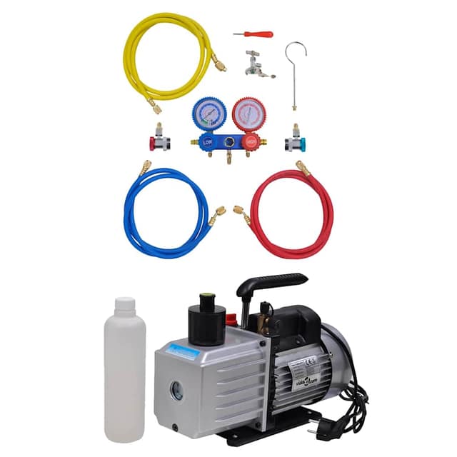 VidaXL Αντλία Κενού 100 L/min με Σετ Ελέγχου Πίεσης 2 Εξόδων σε Θήκη