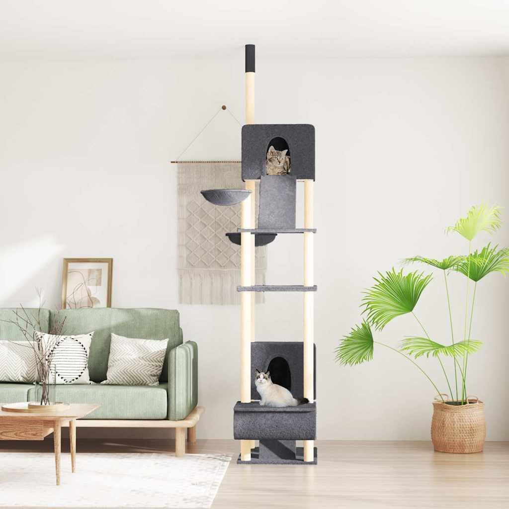 VidaXL Γατόδεντρο Πάτωμα ως Οροφή Σκούρο γκρι 277-303 εκ.