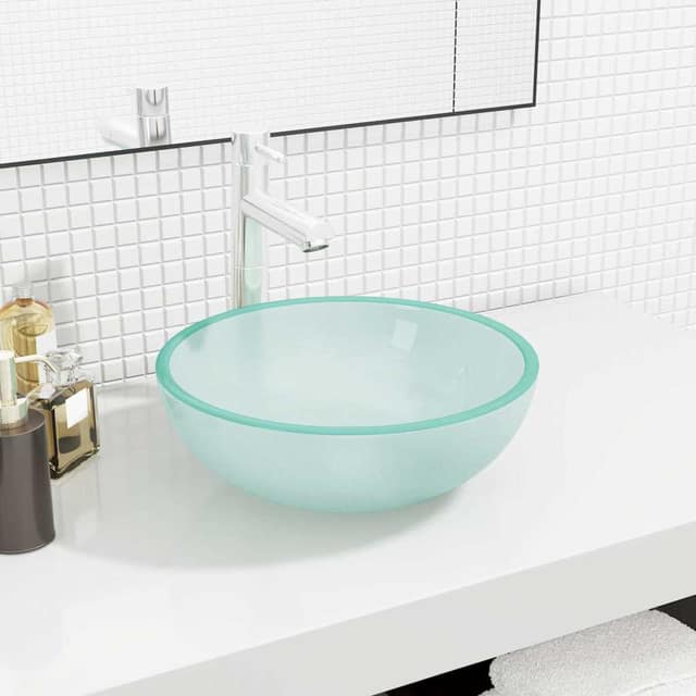 VidaXL Νιπτήρας με Αμμοβολή 35 x 12 εκ. από Ψημένο Γυαλί