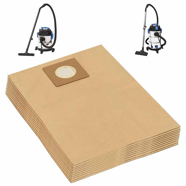 VidaXL Wet Dry Vacuum Cleaner Χάρτινες Σακούλες 10 τμχ Καφέ