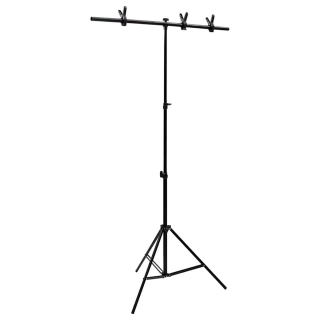 VidaXL Βάση Φόντου σε Σχήμα Τ Μαύρη 91 x 60 x (70-200) εκ.