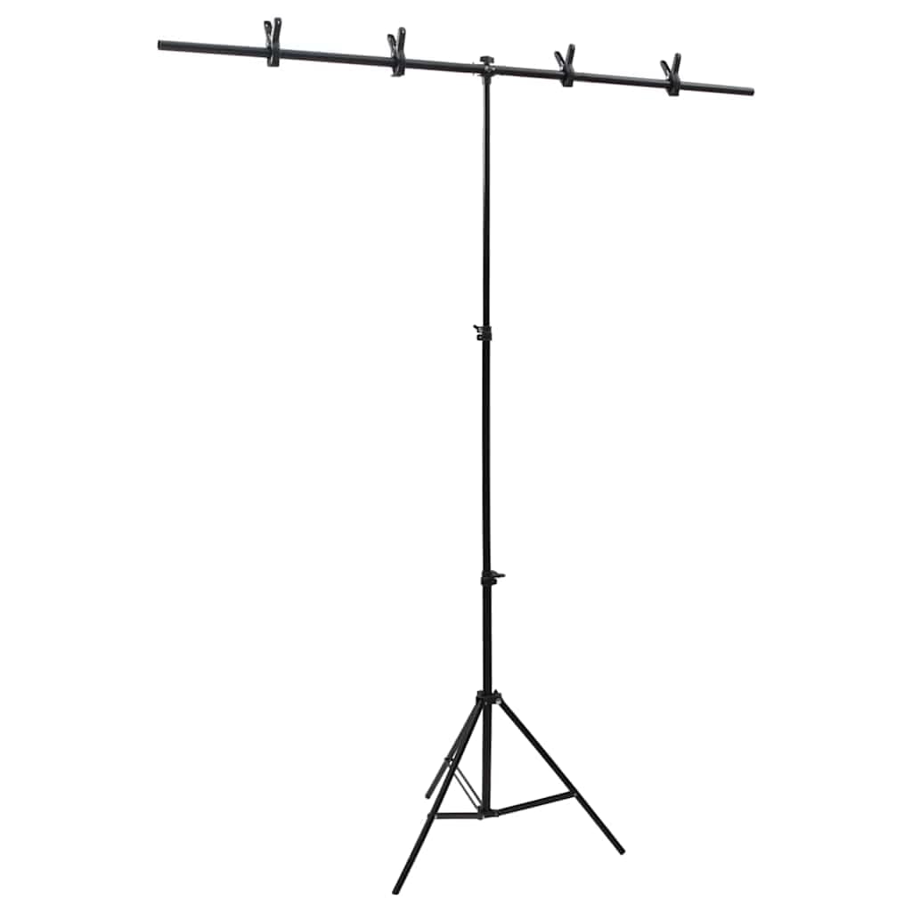 VidaXL Βάση Φόντου σε Σχήμα Τ Μαύρη 151x60x(70-200) εκ.