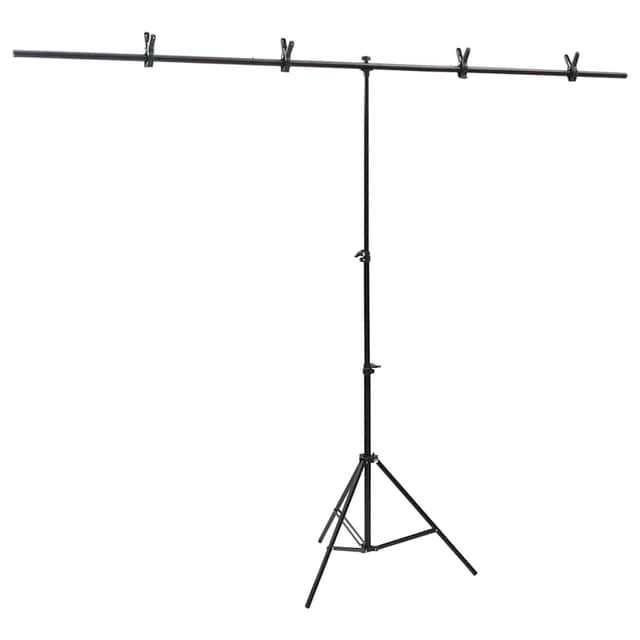 VidaXL Βάση Φόντου σε Σχήμα Τ Μαύρη 201x60x(70-200) εκ.