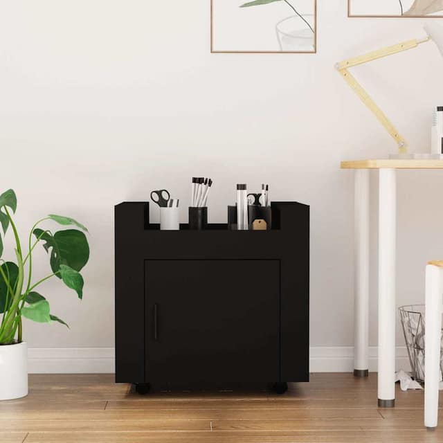 VidaXL Τρόλεϊ Γραφείου Μαύρο 60 x 45 x 60 εκ. από Επεξεργασμένο Ξύλο