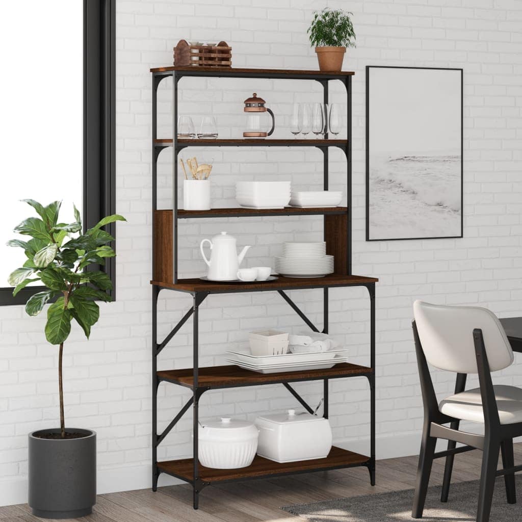 VidaXL Ραφιέρα Κουζίνας 6 Επιπέδων Καφέ Δρυς 90x40x180 εκ. Επεξ. Ξύλο