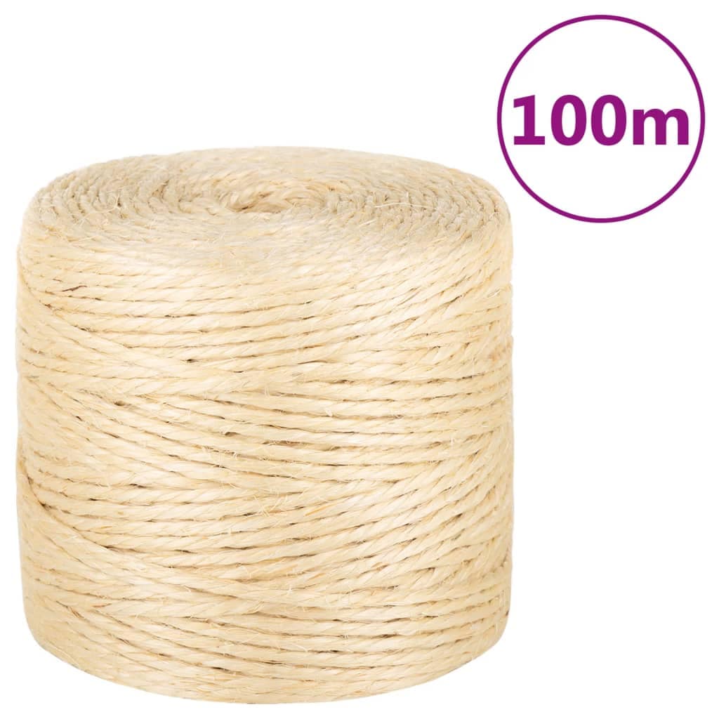 VidaXL Σχοινί 4 χιλ. 100 μ. από 100% Σιζάλ