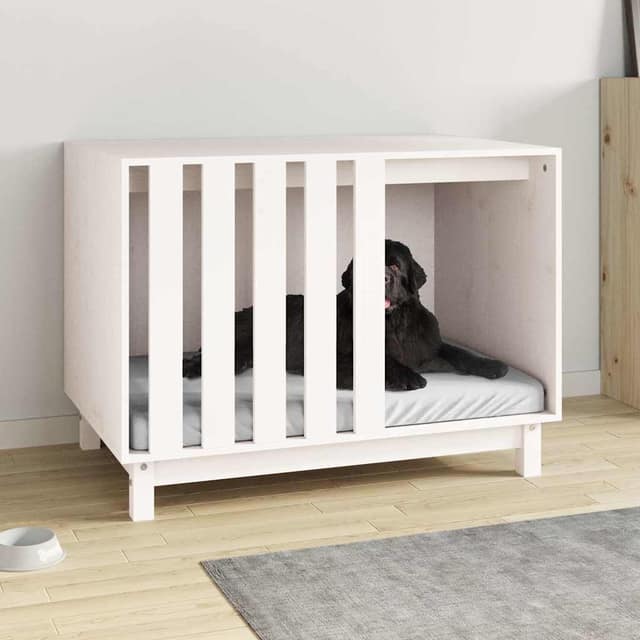 VidaXL Σπιτάκι Σκύλου Λευκό 90 x 60 x 67 εκ. από Μασίφ Ξύλο Πεύκου